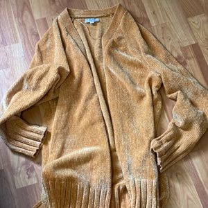 Mustard green long cardigan